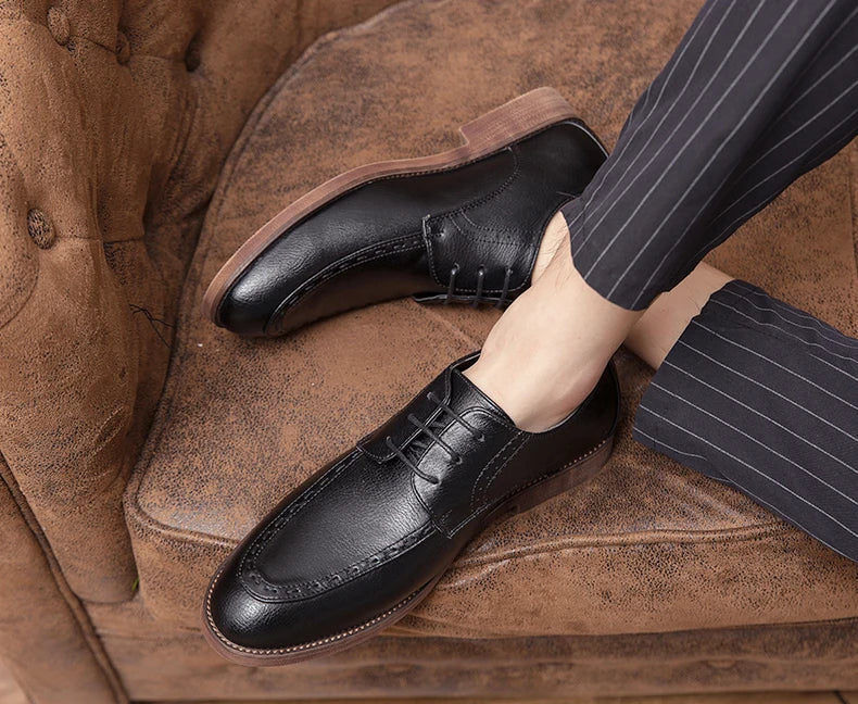 Trend Dress Shoes Man Retro Casual Business Oxfords Leather Shoes Men Formal Social Brogues Wedding Party Leather Shoes For Male