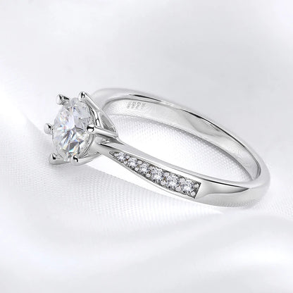 Real 0.3-3CT Moissanite Wedding Ring for Women Sterling Silver Round Brilliant Diamond Solitaire Engagement Rings Gift