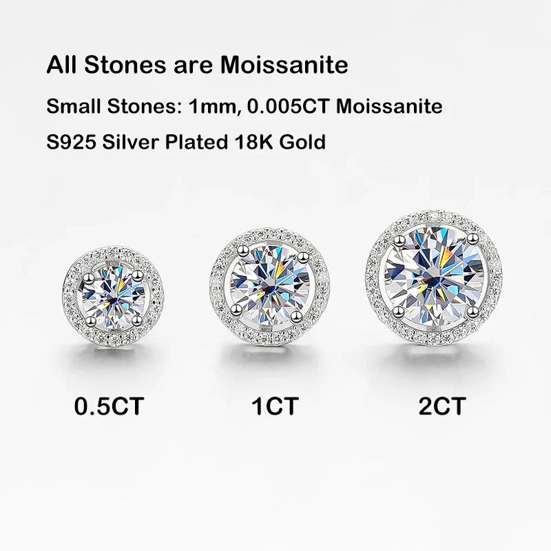 Trendy 1-4CT Full Moissanite Stud Earrings For Women Party Bridal Fine Jewelry S925 Sterling Silver Diamond Earring