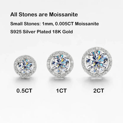Trendy 1-4CT Full Moissanite Stud Earrings For Women Party Bridal Fine Jewelry S925 Sterling Silver Diamond Earring