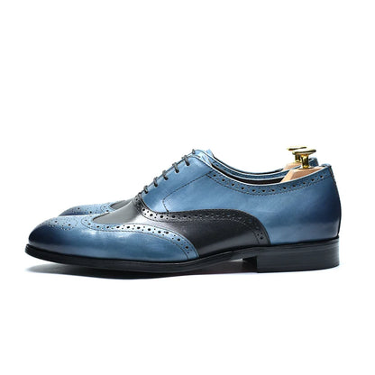 Luxury Men's Wedding Oxford Dress Shoes Genuine Cow Leather Lace-up Wingtip Brogue Office Business Social Formal Shoes for Man