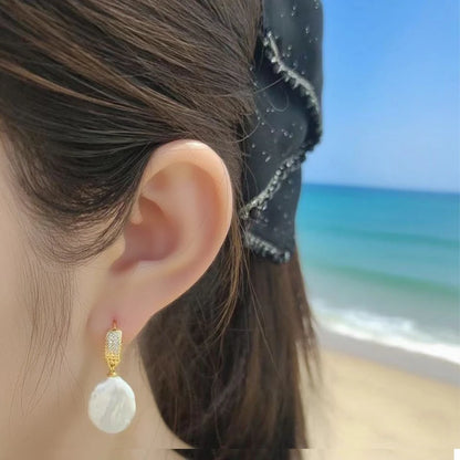 Natural Freshwater 12-16mm Big Baroque Pearl Drop Earrings 925 Sterling Silver Bridal Jewelry Gifts or Women Wholesale
