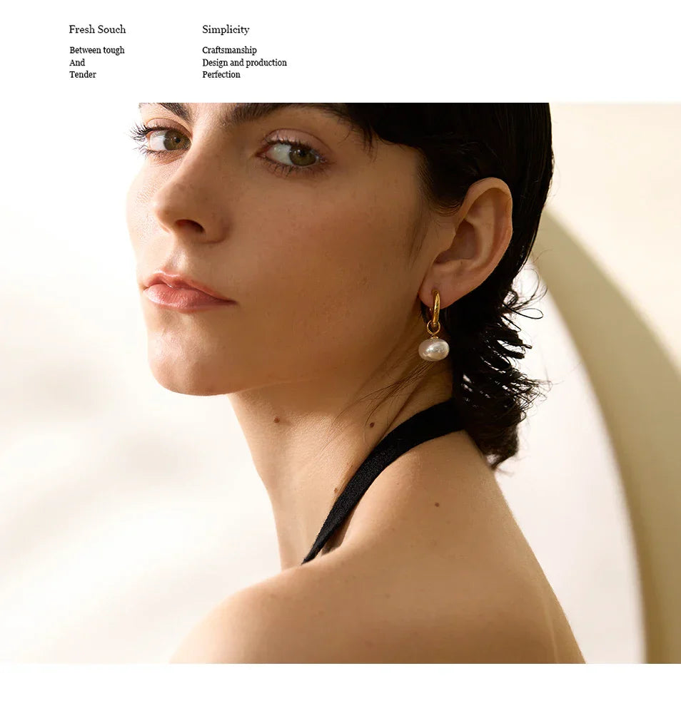 High Quality Imitation Pearls Drop Stainless Steel Golden Korean Hoop Earrings Charms Fashion Jewelry Bijoux Femme Gift
