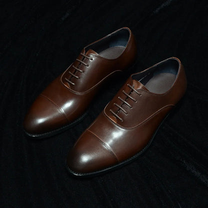 Genuine Leather Handmade Men's Oxford Dress Shoes Cap Toe Lace-Up Classic Business Office Shoe Wedding Party Formal Shoes Man