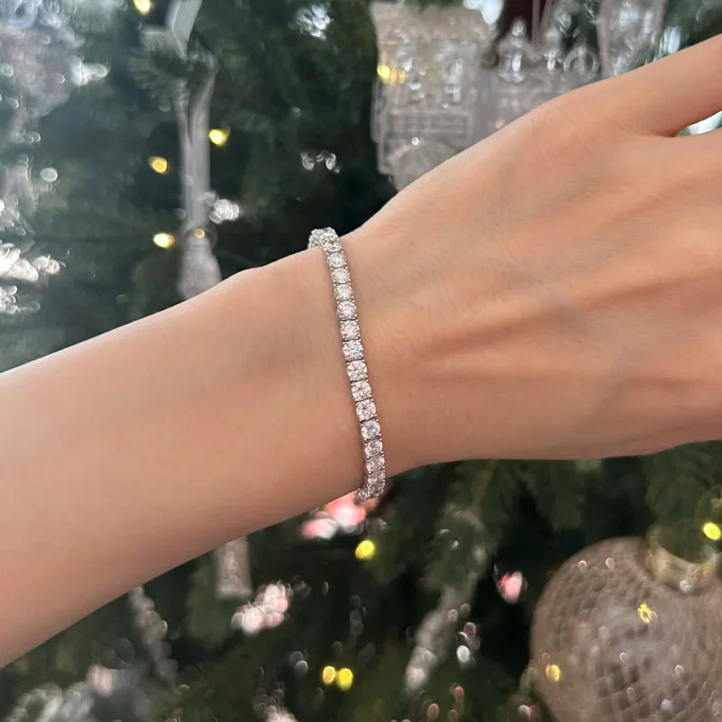 Full Moissanite Tennis Bracelet 925 Silver Plated 18k Gold for Women Man Wedding Party Fine Jewelry Can Pass Diamond Test