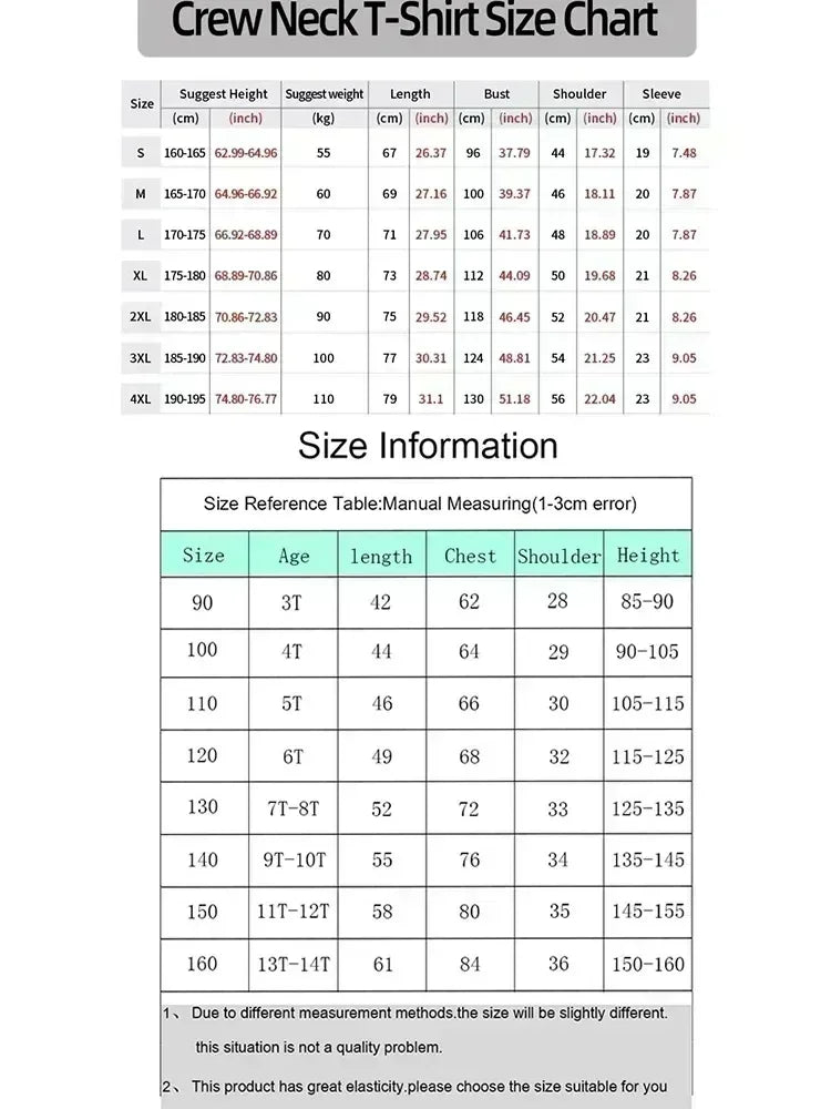 Anime Printed Cotton T-shirt 2026 Men's and Women's Summer New American Street Hip Hop Loose Casual Parent-child Top