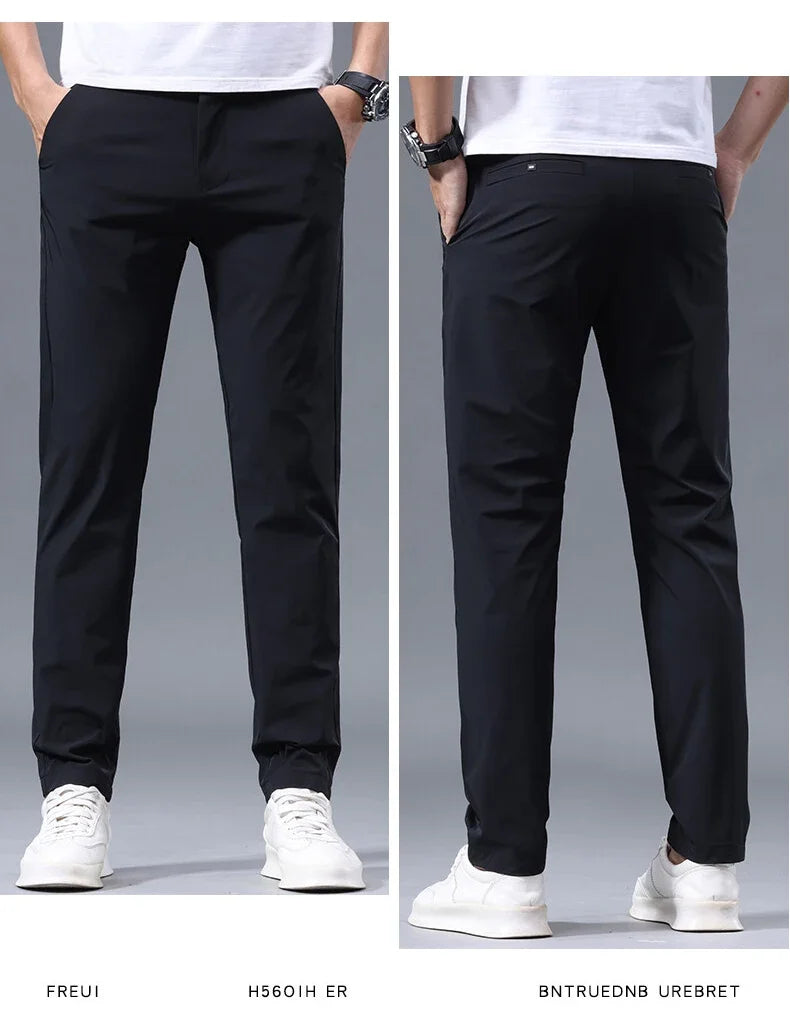Summer New Stretch Soft Suit Pants Men Thin Fashion Business Elastic Waist Korean Slim Brand Clothes Casual Formal Trousers Male