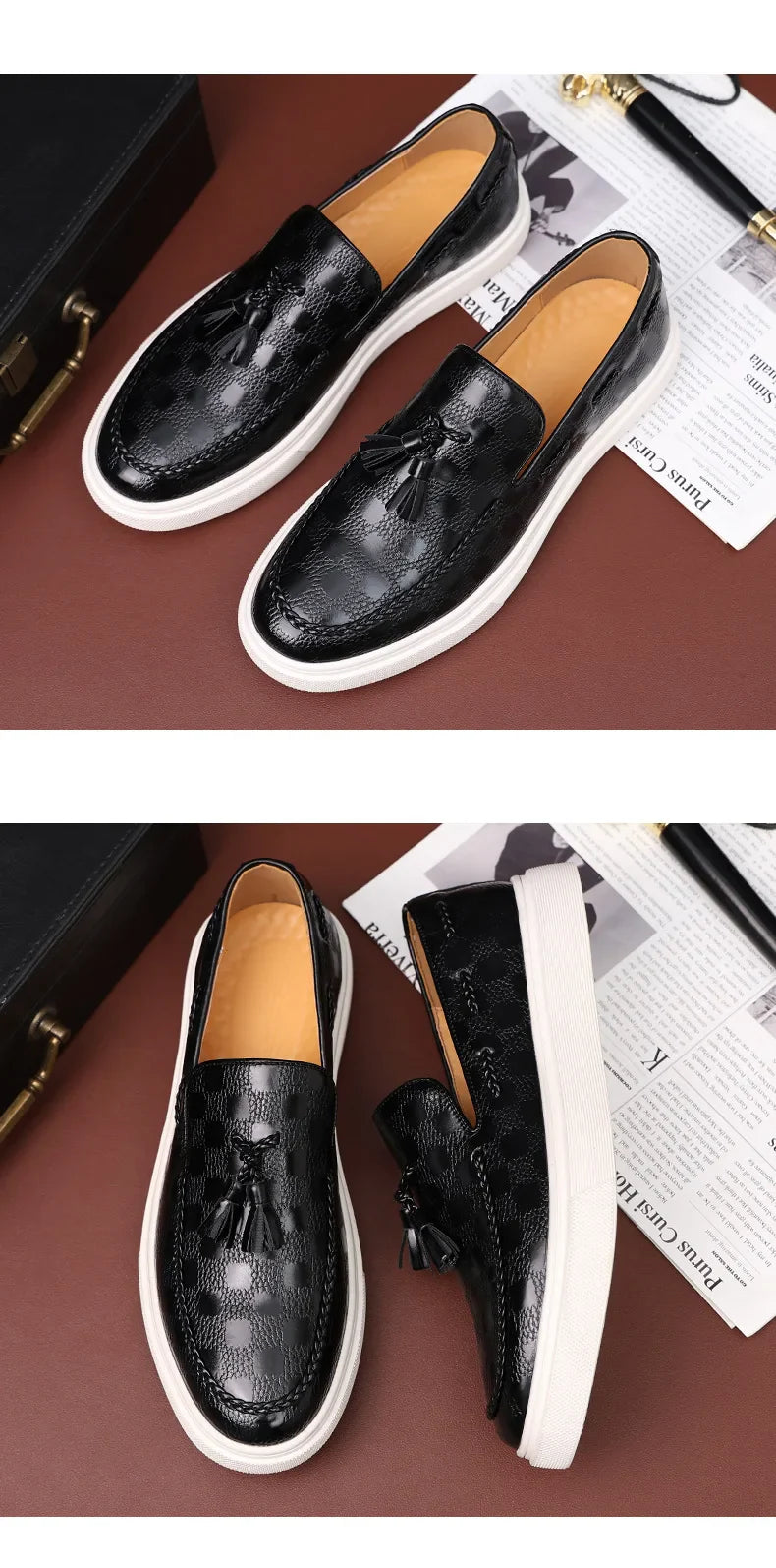 Fashion Men's Casual Shoes Snakeskin Grain Leather Men Retro British Style Loafers Monk Shoes Mens Slip-on Outdoor Driving Flats