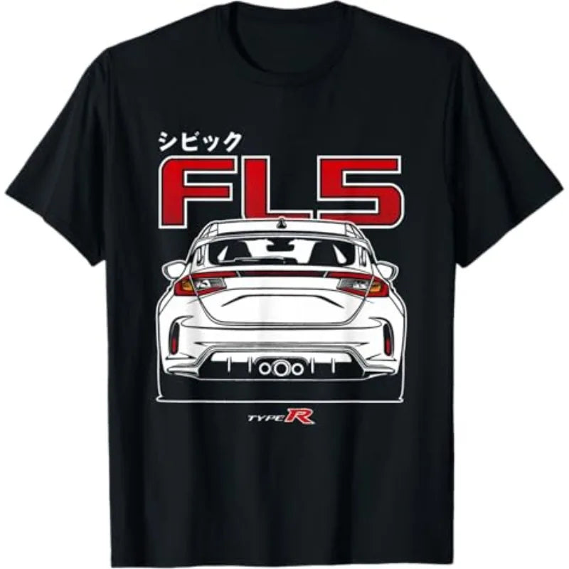 2026 Civic Type R FL5 JDM Performance Spoiler Graphic T-Shirt 100% Cotton Black Adult Automotive Enthusiast Casual Tee