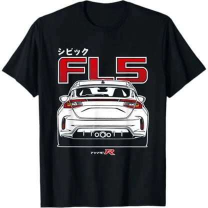 2026 Civic Type R FL5 JDM Performance Spoiler Graphic T-Shirt 100% Cotton Black Adult Automotive Enthusiast Casual Tee