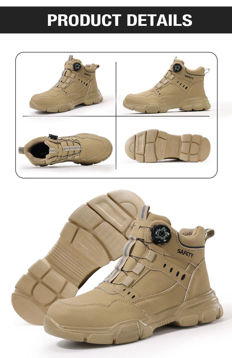 Rotating Button Style Protective Shoes Men Safety shoes Anti-Smash Puncture-Proof Indestructible Work Boots Steel Toe Men Shoes