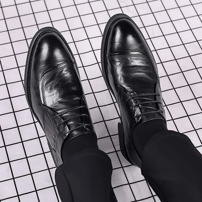 Sapatos Masculinos de Couro Genuíno – Preto/Marrom, Social de Amarrar, EU 40–48