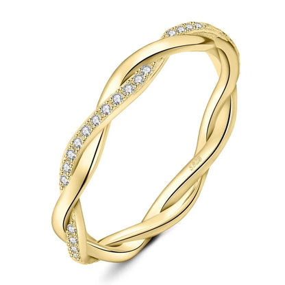 Moissanite Wedding Rings for Women Twisted 925 Sterling Silver 18K White Gold Plated Eternity Stackable Engagement Ring