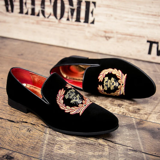 Dressing Shoes For Men Coiffeur Italian Shoes Men Loafers Embroidery Fashion Formal Shoes Men Classic Sepatu Slip On Pria Buty
