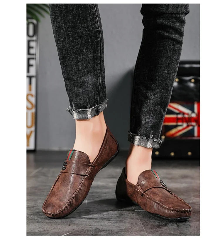 Men Driving Shoe Leather High Quality Breathable Slip on Men Casual Shoes Comfortable Light Men Loafers Formal Men Dress Shoes