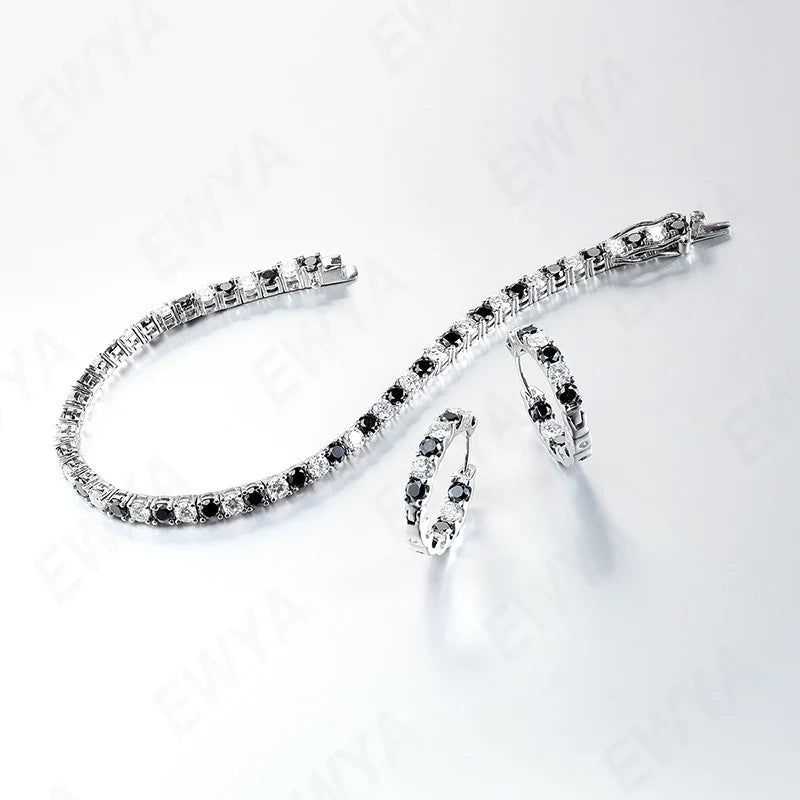 GRA Certified Real 3/4/5/6.5MM Black White Full Moissanite Tennis Bracelet for Men Women Original 925 Silver Link Bracelets