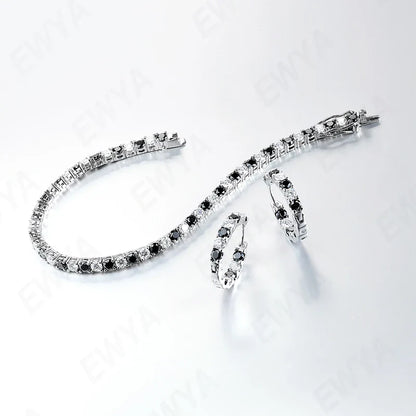 GRA Certified Real 3/4/5/6.5MM Black White Full Moissanite Tennis Bracelet for Men Women Original 925 Silver Link Bracelets