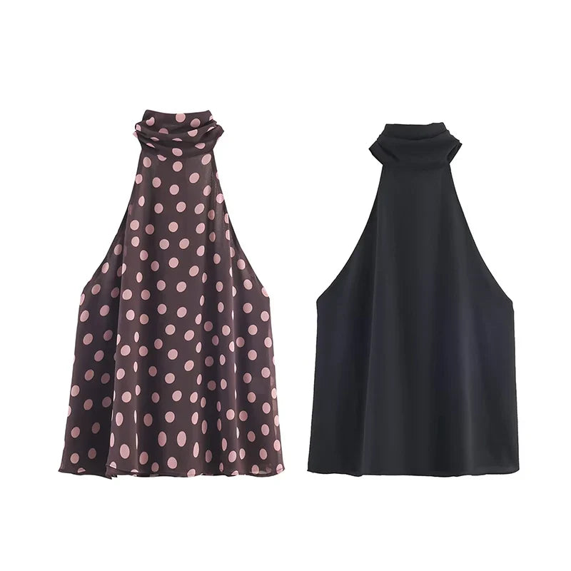 New Halter Tops Fashion Backless Bow Elegant Crop Top Woman 2025 Sleeveless Ruched Short Tops For Women Sexy Party Tops