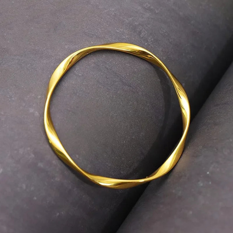 Luxury 24K 9999 Pure Gold real gold Mobius Bracelet Love Endless Loop Bracelet Women's Closed Mouth Bracelet
