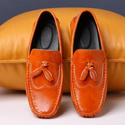 Sapatos Masculinos Loafers Confortáveis Slip-on Mocassins para Dirigir Calçados Masculinos Marca Marrom de Couro Sapatilhas Casuais para Homens