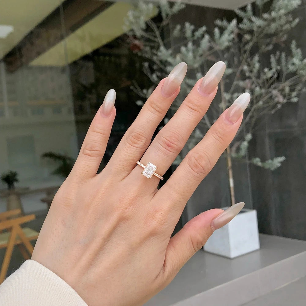 18K Gold Plated 925 Sterling Silver Crushed Ice Cut Lab Sapphire Gemstone Wedding Party Fine Jewelry Rings Wholesale