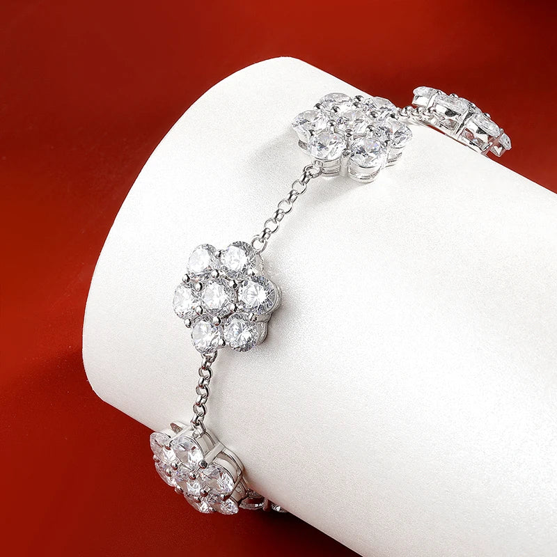 5MM Total 17.5 Carat D Color Full Moissanite Bracelets 100% 925 Sterling Silver Sparkling Wedding Hand Chain Fine Jewelry