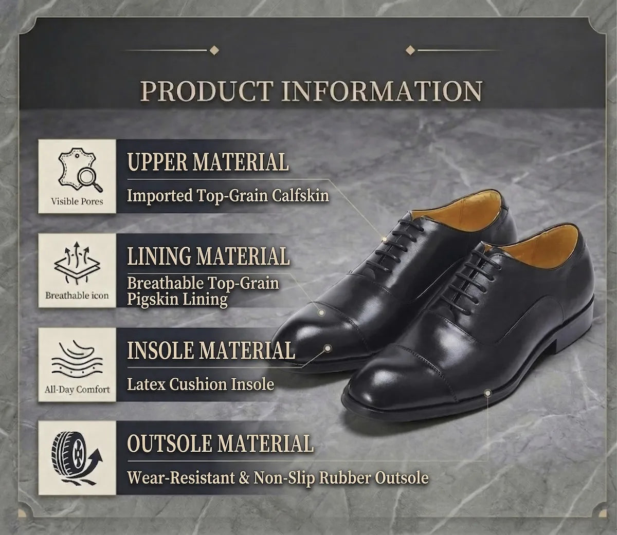 Men's Dress Shoes New Designer Formal Business and Wedding Oxford Shoes