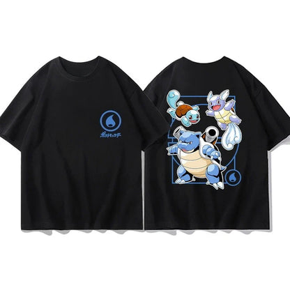 Short Sleeve T-Shirt Gengar Psyduck Mewtwo Printed Men's Boys and Girls Summer New Fashion Top