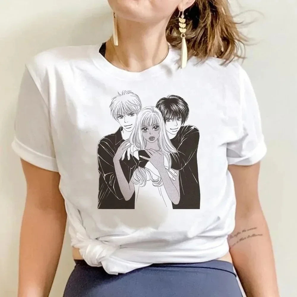 Anime T-shirt Cartoon Print Unisex Tops Black Stones Streetwear Sweatshirt Men Women Tees Female Streetwear