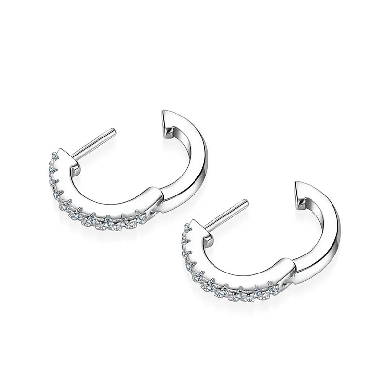 Full Moisanite Earrings D Color Moisanite Lab Diamond 925 Sterling Silver Hoops Earrings Sparking Wedding Fine Jewelry