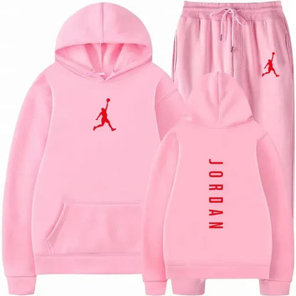 Men's pullovers for autumn and winter, solid-color hoodie + stretch waist jogging pants two-piece set, fashionable outdoor casua