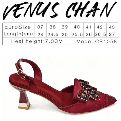 Italian Fashion Design Shoes and Bags Matching Set  High Heels green Color Rhinestones Elegant Women Shoes for Party
