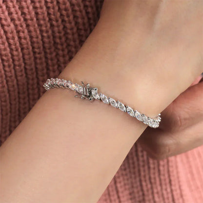 0.5carat Marquise Cut Moissanite Tennis Bracelets for Women Men  925 Silver Plated 18k Gold Lab Diamond Bangle with Certificate