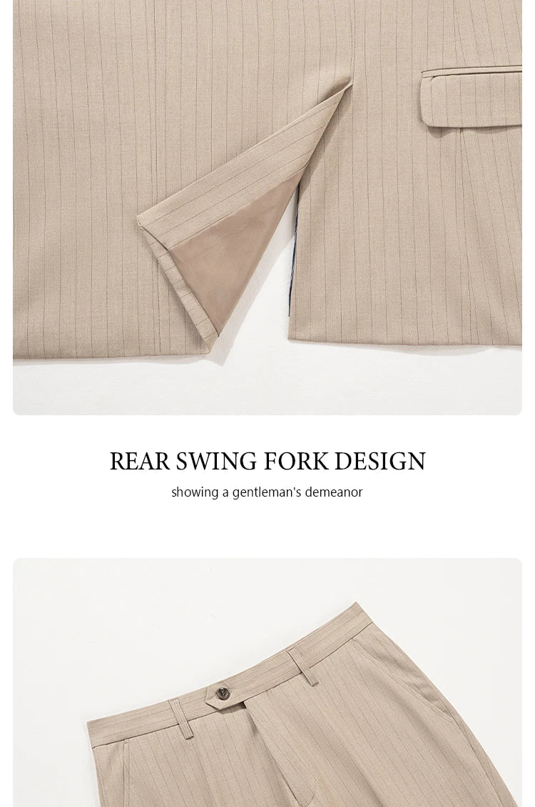 High quality striped suits for men slim fitting luxury man clothing elegant mens suit Wedding trends costumes