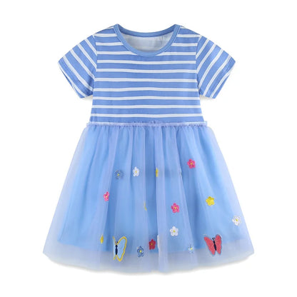 2-7T Summer Princess Girls Dresses Rabbits Kids Vestidos Party Birthday Baby Clothing Embroidery Dress Wedding
