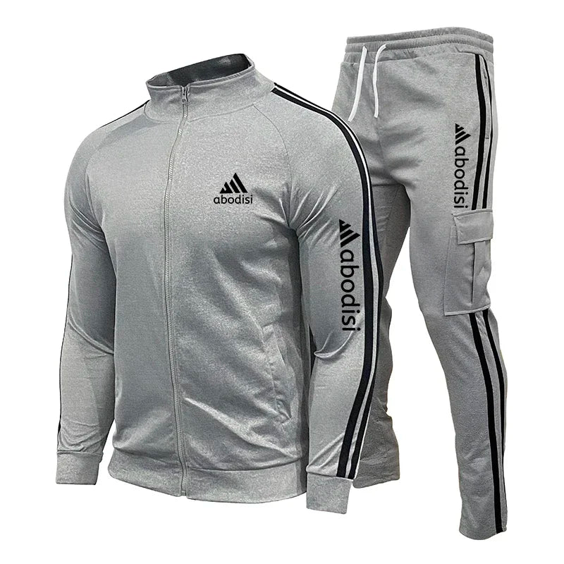 New Spring Fashion Casual Men Tracksuits Stripe Sportswear Men's Sets Jacket Casual Tracksuit Male Gyms Sweatshirt 2 Piece Set