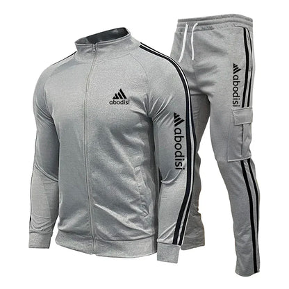New Spring Fashion Casual Men Tracksuits Stripe Sportswear Men's Sets Jacket Casual Tracksuit Male Gyms Sweatshirt 2 Piece Set