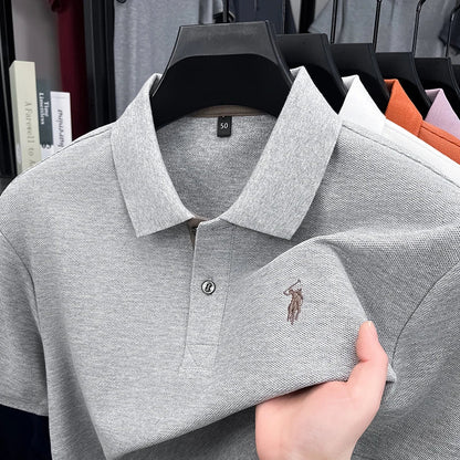 100% pure cotton high-end brand men's short sleeve polo shirt comfort lightweight summer casual T-shirt youthful fashionable top