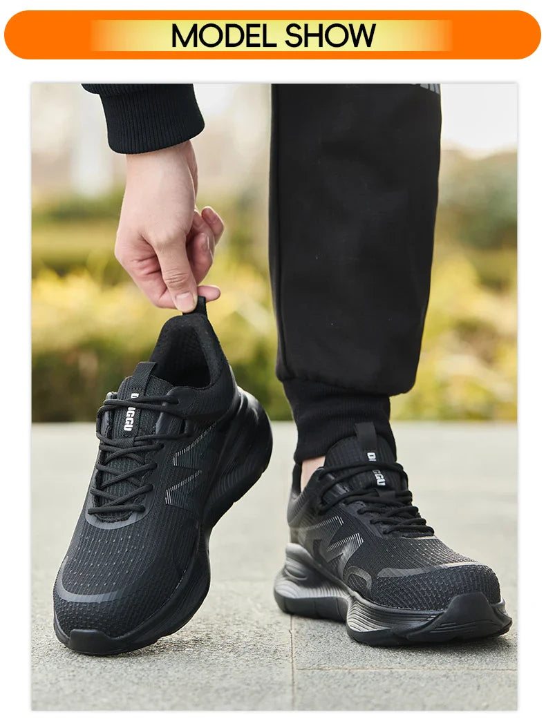 Work Safety Shoes Men Lightweight Indestructible Work Sneakers Security Steel Toe Shoes Safety Protective Boots Black Size 40-46