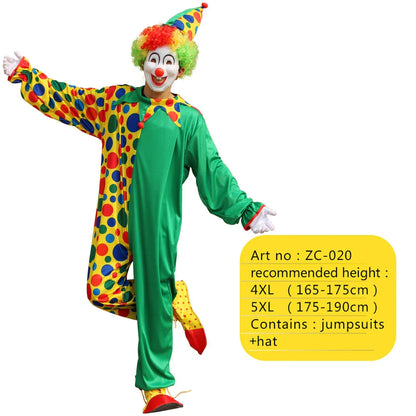 2025 New adult Circus Clown Cosplay Costumes Stage Performance Halloween Clown Role Play  Supply for Birthday Carnival