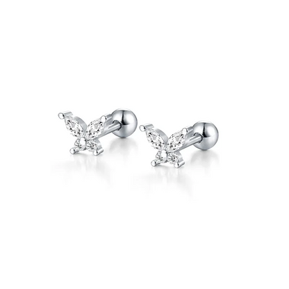 925 Sterling Silver Fashion Love Butterfly Romantic Star Crown Screw Stud Earrings for Women Ear Bone Piercing Jewelry