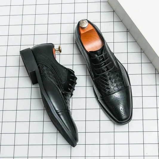 Fashion Brogue Shoes Dress Wedding Social Office Leather Shoes For Men Classic Casual Business Party Formal Leather Shoes Man
