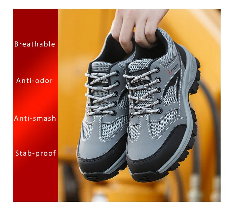 Men's Tactical Safety Shoes Breathable Steel Toe Puncture Resistant Work Shoes Wear-Resistant Protective Footwear