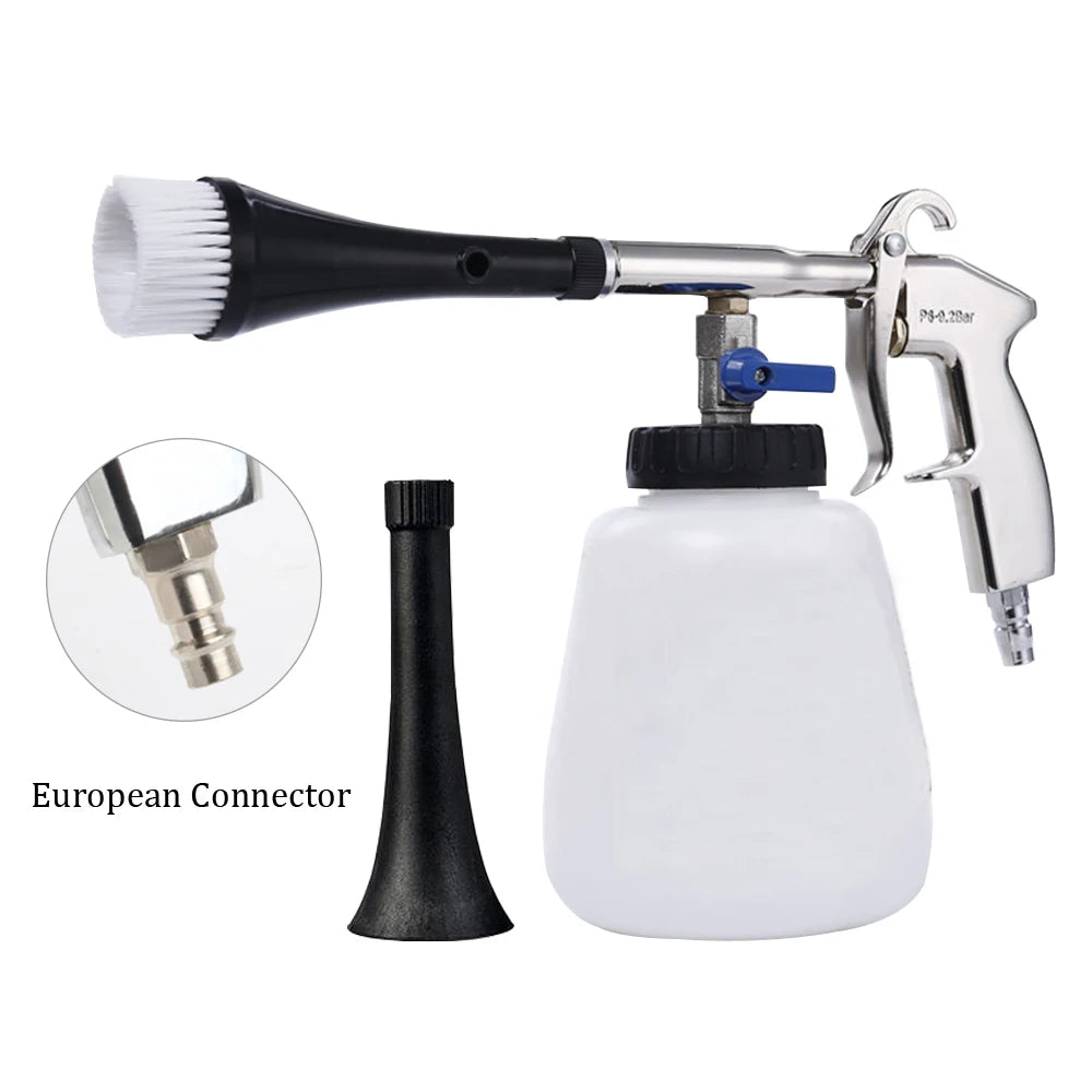 Escova de Detalhes para Lavadora de Alta Pressão Tornado, Pistola de Limpeza Profunda para Interior de Carro com Escova, Acionada a Ar, Conector Europeu