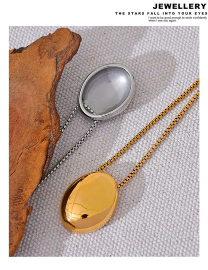Yhpup 70cm Minimalist Long Unisex Sweater Chain Jewelry 316l Stainless Steel Oval Pendant Necklace for Men Women Waterproof