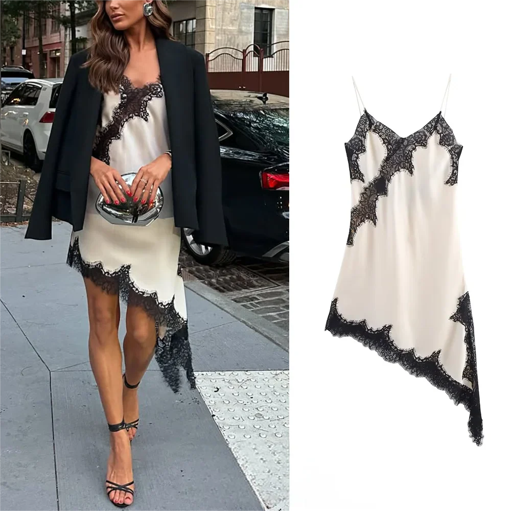 Black Lace Cami Tops Women V Neck Patchwork Sleeveless Y2K Girl Top Fashion 2025 Summer Fall Holiday Beach Top