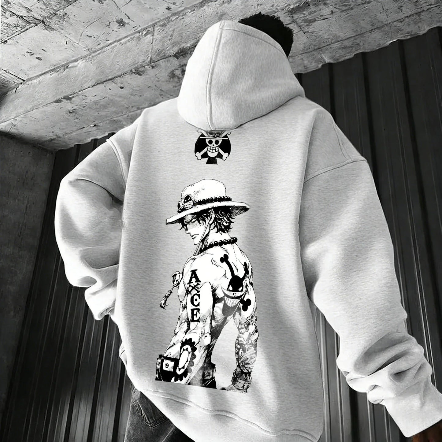 Anime Ace Hand Drawn Printed Hoodie Spring/Autumn New Harajuku Men's and Women's Loose Casual Parent Child Sweater Top