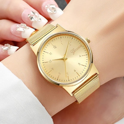 1PCs Women's Noble Temperament Watch Trend Simple Ladies' Luxury Mesh Strap Analog Quartz Watch The Best Choice For Girls' Gifts