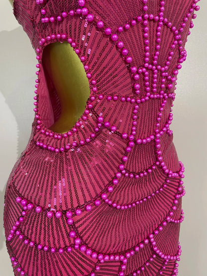 Women Hot Sale Sleeveless Sexy Strap Pearl Beading Sequins Bodycon Long Dress Celebrate Evening Party Birthday Outfit Vestido