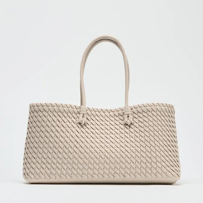 ELONGATED WOVEN SHOPPER BAG Fashionable Top Handle Tote Bag, Women's Shoulder Handbags Luxury Design for Everyday Style